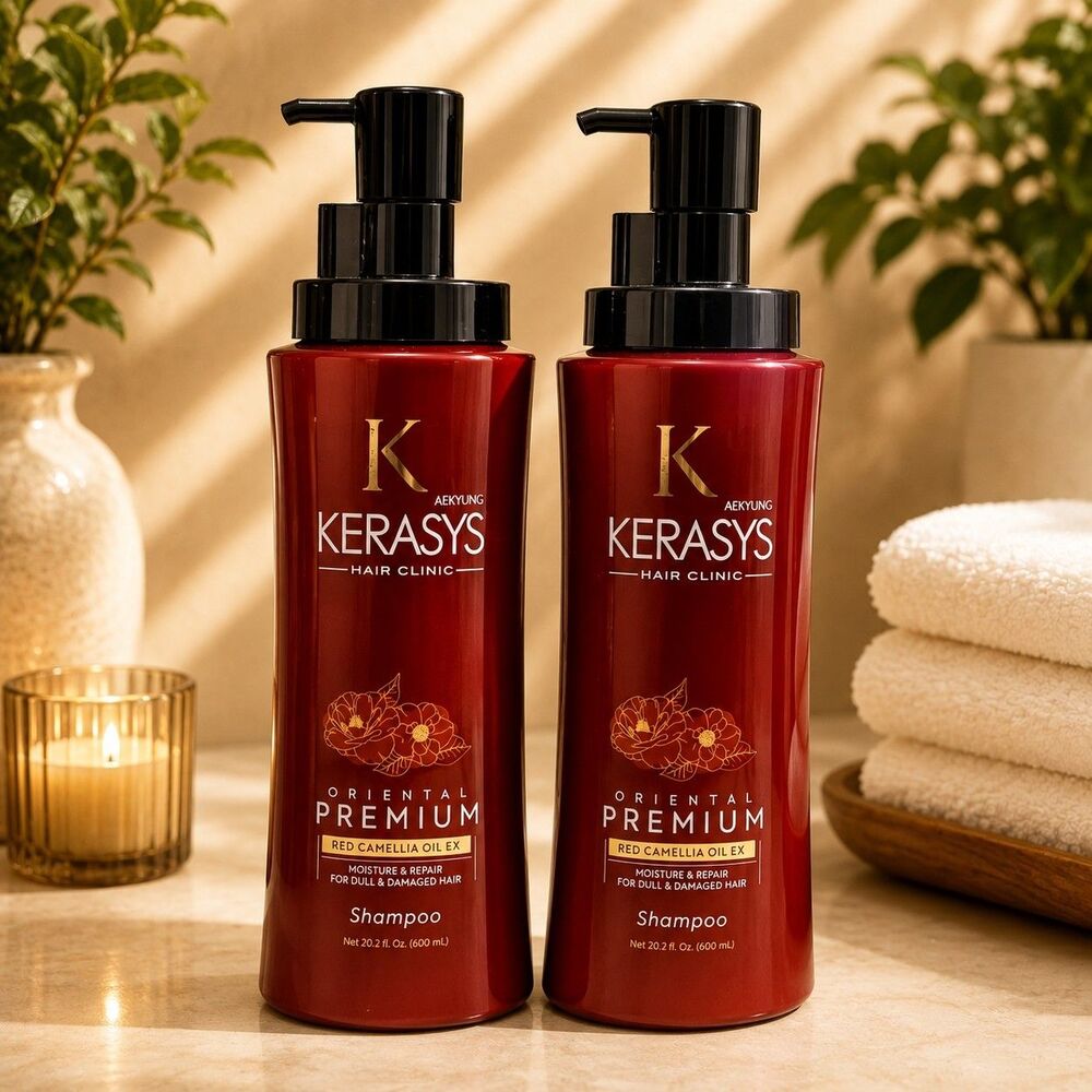 2 Pack Kerasys Hair Clinic, Oriental Premium Red Camellia Ex Shampoo, 20.2 fl oz